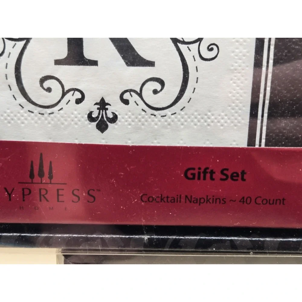 Cypress Home Gift Set Etched Glass Wine Stopper Letter‎ R Monogram/w 120 Napkins